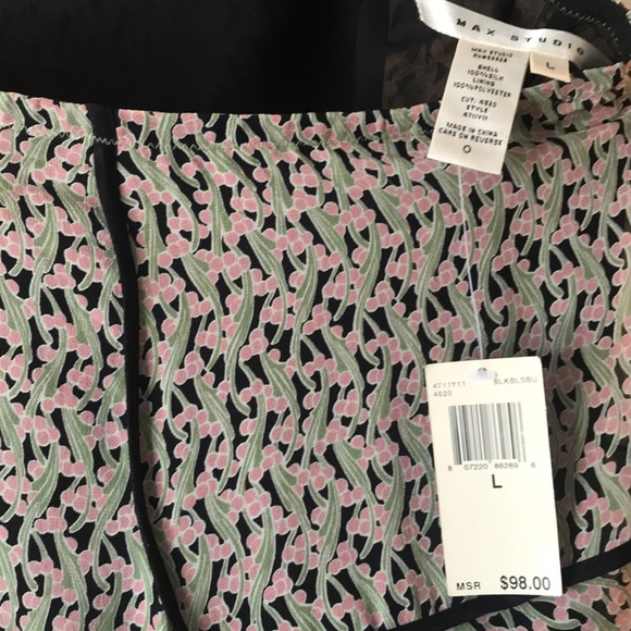 Max Studio Black Trim Pattern 100% Silk Skirt - Picture 8 of 8